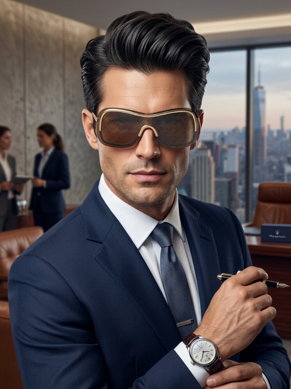 MASERATI Sunglasses New Fashion goggles Stylish Unframed Metal rimmed Shades